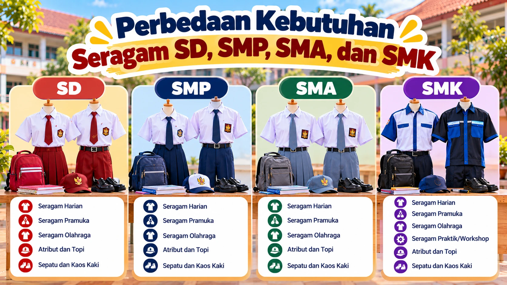 Perbedaan Kebutuhan Seragam Sd, Smp, Sma, dan Smk